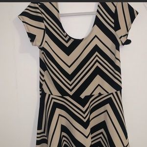 Beige and black chevron dress